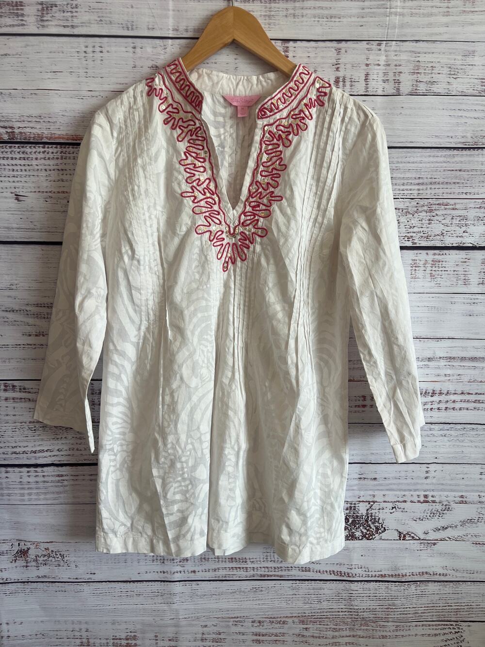Lily Pulitzer Sarasota Tunic Pink Red White Size Medium